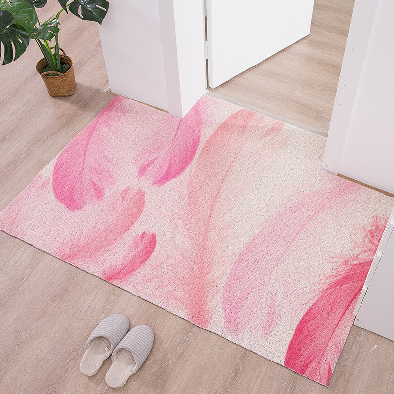 北欧入户地垫网红垫DIY可剪裁脚垫家用定制口玄关地毯_606 60x90cm 粉色羽翼