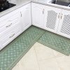 厨房地垫吸水吸油耐脏可擦家用长条脚垫防水防油防滑垫子进地毯_4 50cm*120cm【强效防滑】 19网格绿
