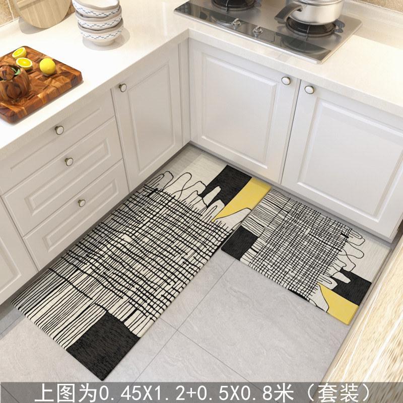 厨房地垫防油吸水防滑长条家用垫子入脚垫垫进地毯卧室床边_1_573 0.8&times;1.2米（门厅、床边） 杏色北欧-6