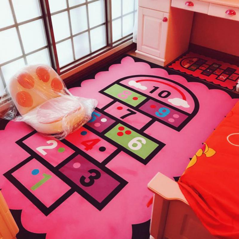 儿童房地毯公主宝宝爬行垫客厅卧室床边毯幼儿园毯可水洗_688_323