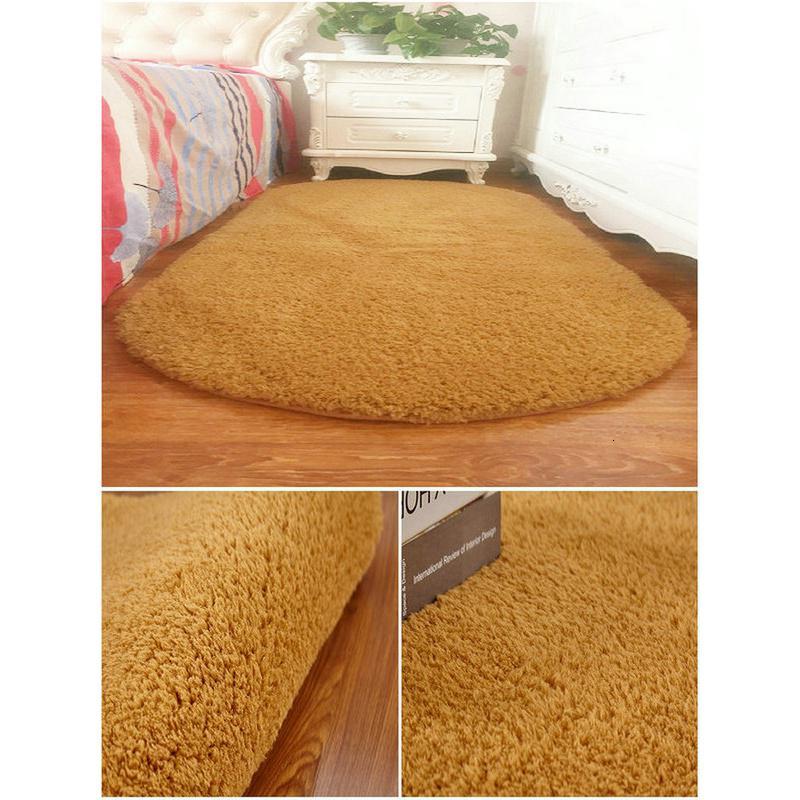 椭圆形地毯地垫家用客厅茶几卧室地毯房间床边地毯床前毯定制_454 120*200cm送心型垫 北极绒椭圆卡其色椭圆