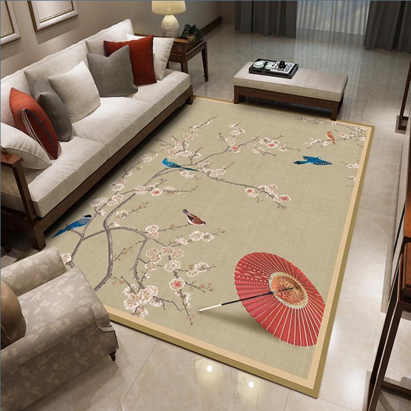 新中式客厅茶几地毯现代简约沙发长方形书房卧室满铺床边可定制_885_243 80×160厘米 梦境伊人