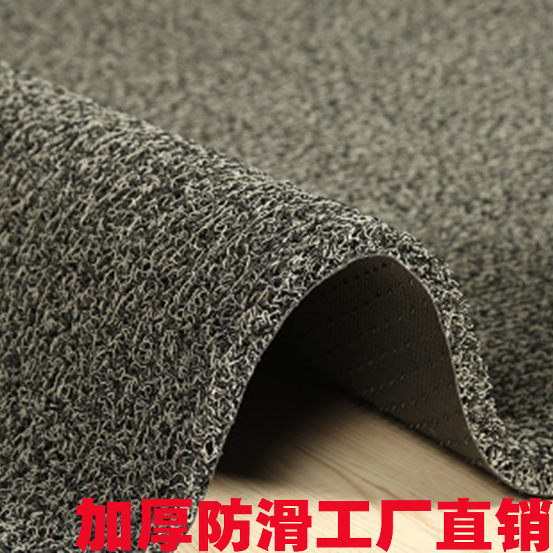 丝圈毯塑料地毯入户厅地垫pvc进蹭土加厚垫家用简约现代_864 80*120 超厚黑灰色（可自己裁剪）