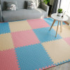 拼接地毯家用泡沫地垫拼图爬行垫可坐地垫坐垫加厚床边防摔地板垫_57 60X60X2.5cm（16片送32条边） 浅蓝色