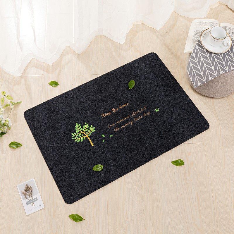 进地垫入户垫卧室口厨房浴室吸水脚垫卫浴防滑垫子地毯定制_34_666 100x120cm可任意裁剪 黑灰发财树