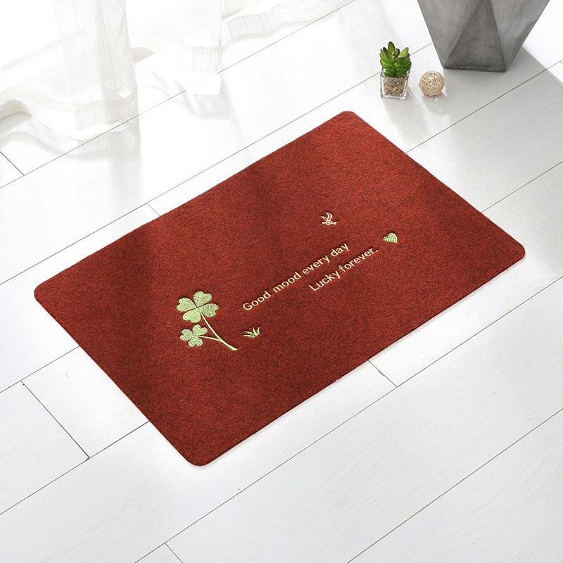 进地垫入户垫卧室口厨房浴室吸水脚垫卫浴防滑垫子地毯定制_34_666 100x160cm可任意裁剪 酒红幸运草