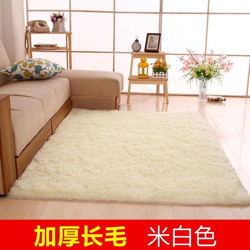 北欧地毯简约现代卧室满铺客厅茶几沙发榻榻米床边地垫可定制_227_673 0.8x2.0米送爱心 米白长绒