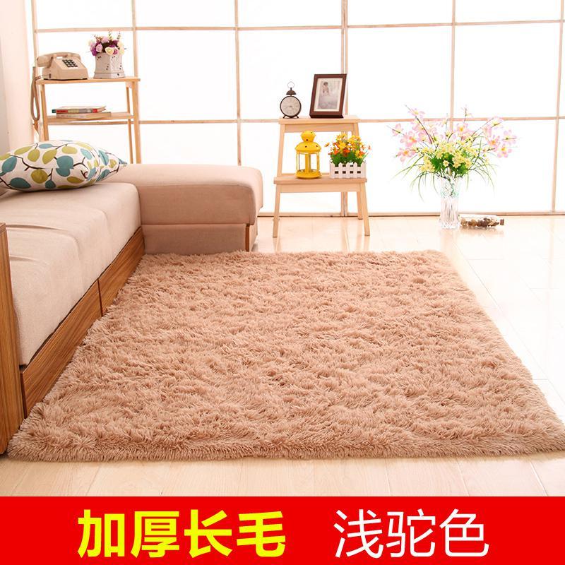 北欧地毯简约现代卧室满铺客厅茶几沙发榻榻米床边地垫可定制_227_673 0.8x1.6米送爱心 浅驼长绒