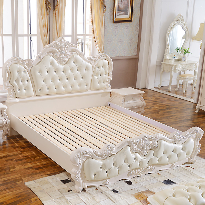 欧式床公主床双人床2米2.2米大床法式宫廷现代实木床简约卧室婚床 2.