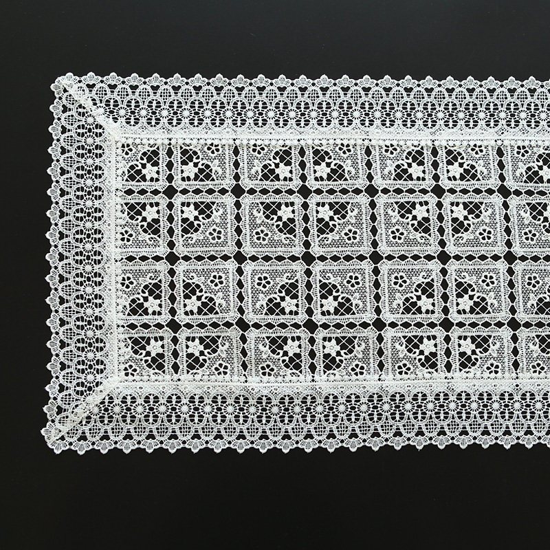 9913简约现代北欧镂空格餐桌布蕾丝茶几餐巾垫电视柜盖巾桌旗_6 长方45*120cm 镂空格-白色（稍偏硬质）