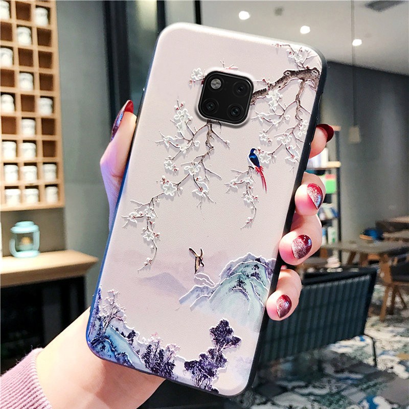华为mate20xpro华为nova4个性潮牌4e手机壳磨砂软硅胶浮中国风小鸟文艺范N_540 华为mate20pro【喜上枝头】