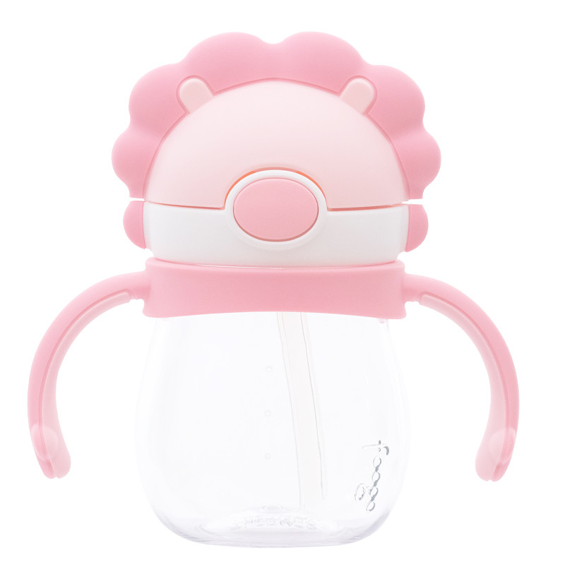 膳魔師(THERMOS)塑料杯BBSL-240儿童夏季水杯膳魔师手柄吸管杯270ml宝宝学饮杯婴儿训练杯卡通防漏家用通用 粉色PK 270ml