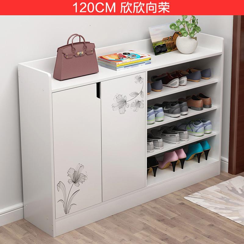 鞋柜家用口简约现代经济型收纳储物柜玄关柜进省空间简易鞋架a2_264 120CM升级欣欣向荣组装