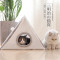 网红猫窝宠物深睡窝封闭式猫帐篷冬季保暖猫舍折叠猫咪屋猫抓板_4 L-大型（适合18斤内猫） 灰色+白色