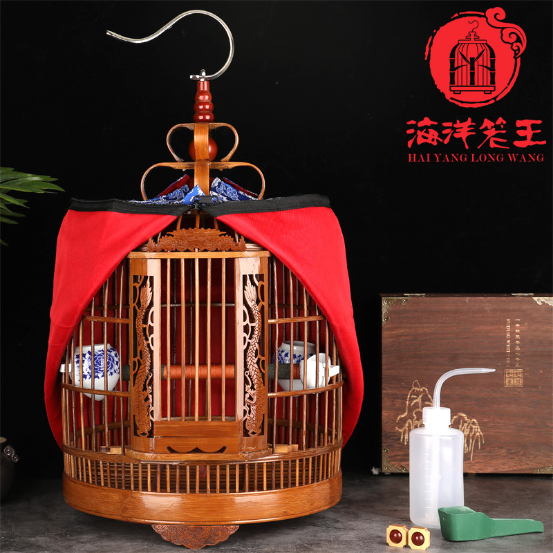 贵州画眉鸟笼竹制精品全套配件海洋鸟笼厂刻八哥鸟笼子大号手工_2 原竹款36cm简易版（空笼+笼钩）