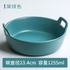 猫碗双碗陶瓷狗碗猫咪食盆饭盆狗狗喝水猫粮碗宠物用品实木防打翻_2 碗直径15.5cm碗深6.8cm 超大号23.4cm陶瓷狗盆--黛绿色超大容量1255ml