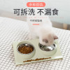 猫碗狗碗宠物不锈钢双碗喂食盆喝水防打翻猫粮狗粮碗自动饮水用品_2 小号 蓝色