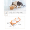 猫碗猫食盆陶瓷双碗狗单碗悬挂不锈钢宠物碗饮水保护颈椎猫咪用品 M-中型 竹木陶瓷款+餐垫下单备注刻字内容