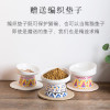 保护颈椎斜口高脚猫碗陶瓷猫粮碗猫咪食盆饭盆宠物用品单碗 加大码 黄+黄(含两块垫）