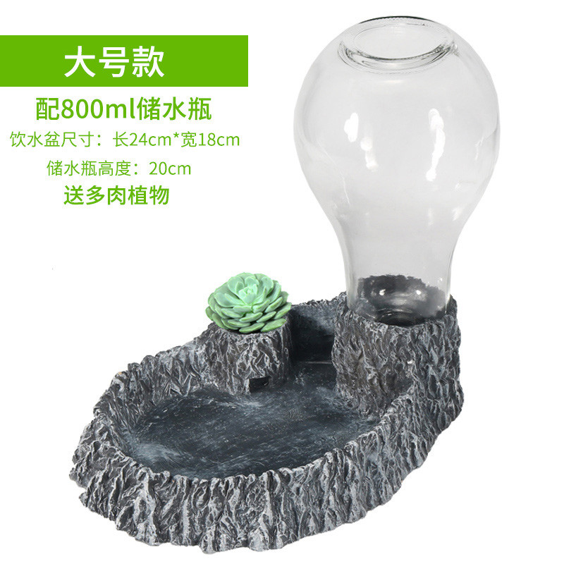 陆龟水盆泡澡喝水乌龟喂食盆爬虫缘爬宠喂水蜥蜴用品_1 默认尺寸 大号饮水器（送多肉植物）