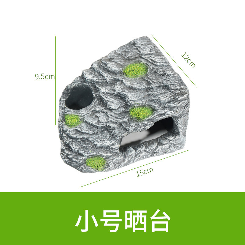 龟缸爬台造景假山晒背台龟台喂食用品用具头龟趴台大号_1 默认尺寸 小号方形晒台