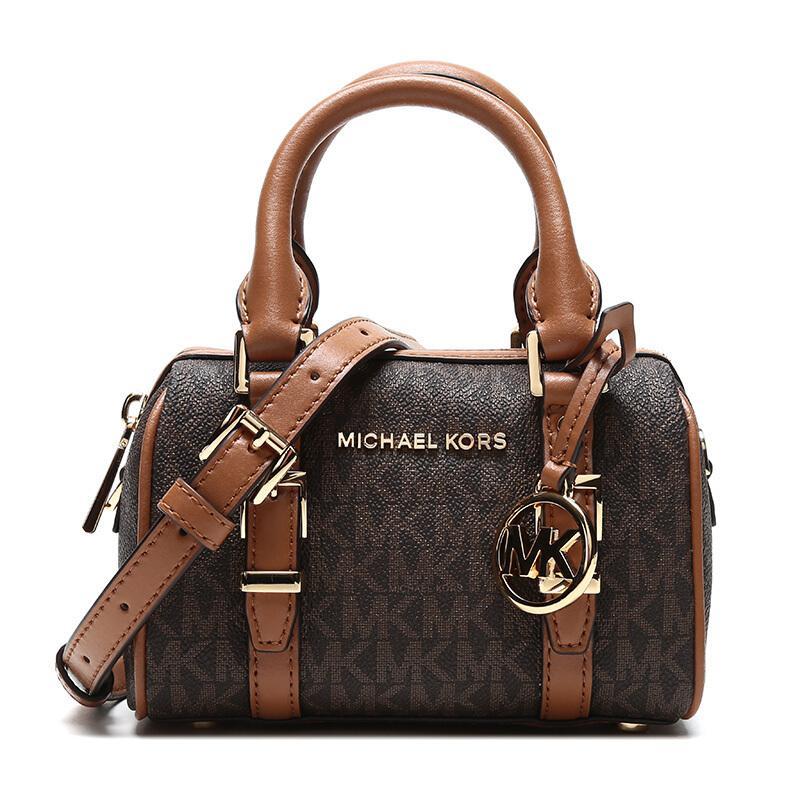 MICHAEL KORS 迈克·科尔斯 MK女士人造革配皮小号手提单肩斜挎包 32F9G06C0B BRN-ACORN-深棕色/橡果棕