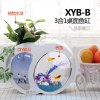 鱼缸水族箱小型办公室桌面迷你免换水圆形斗鱼缸微景观生态缸 默认尺寸 XYA-01冰雪白带增氧过滤送假山（双灯光模式）