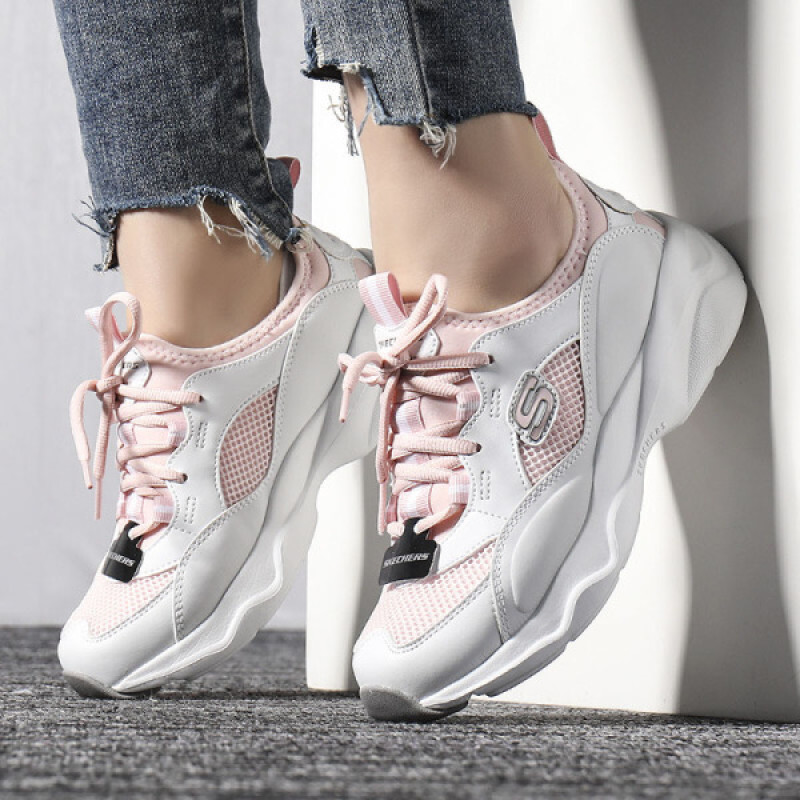 斯凯奇（SKECHERS）女鞋运动鞋厚底熊猫鞋老爹鞋复古时尚透气休闲鞋66666207 66666207-WLPK（女） 8.5（38.5码）