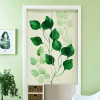 北欧绿色植物帘布艺半帘卧室窗帘卫生间玄关隔断半截帘简约现代_5 宽85*高90cm对开 生活调味叶门帘送杆