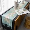美式桌旗现代简约轻奢电视柜餐桌布装饰中间长条鞋柜布盖巾台布_1 32*200cm 花开锦绣平头桌旗