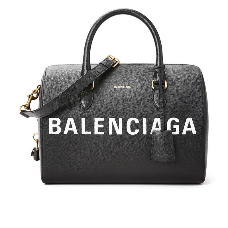 BALENCIAGA/巴黎世家 女包中号VILLE字母LOGO波士顿包 518804 黑色