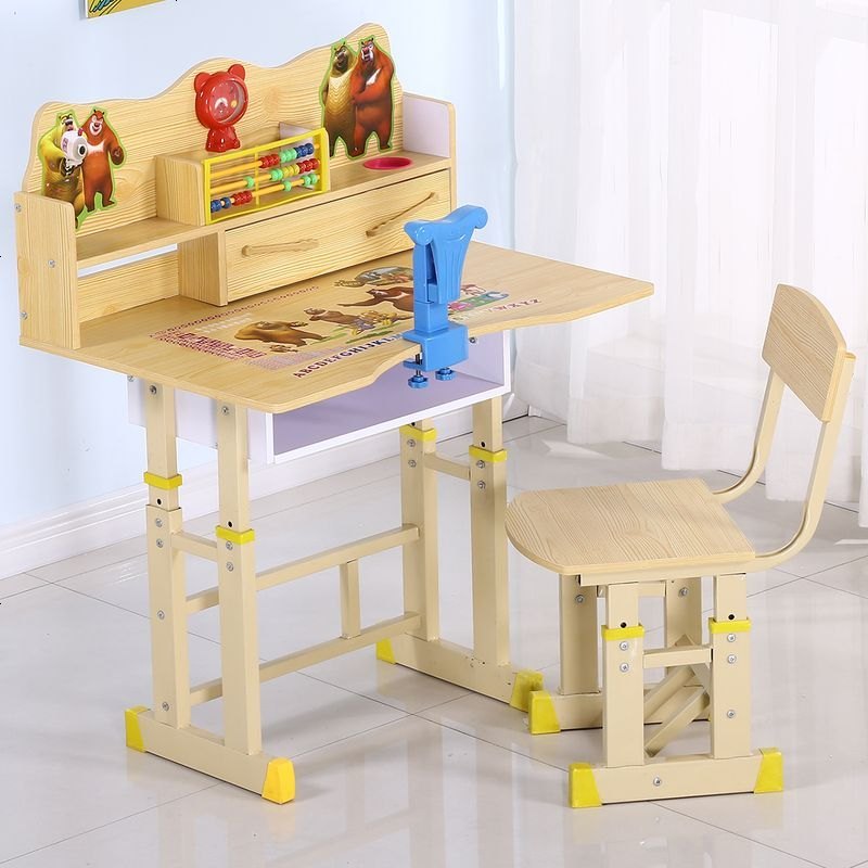 书桌子儿童学习写字作业桌台小学生书架柜组合椅子套装男女孩家用_8 优质加大款CC16木熊+矫正器