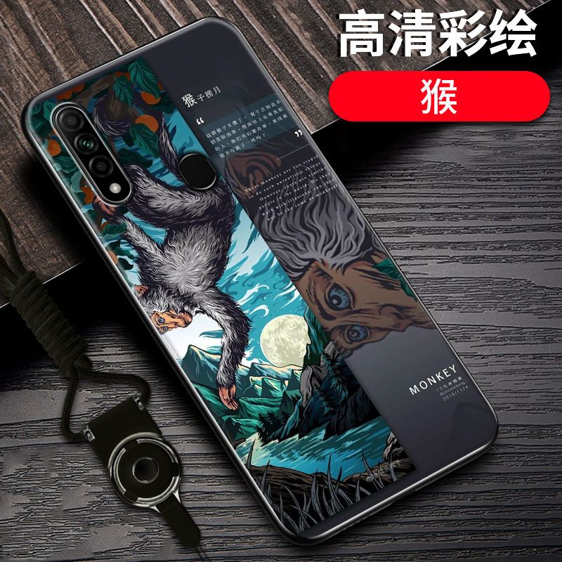 oppoa8手机壳防摔OPPOA8十二生肖国潮定制硅胶全包边PDBM00保护套_218 猴-12生肖-黑边国潮彩绘OPPOA91