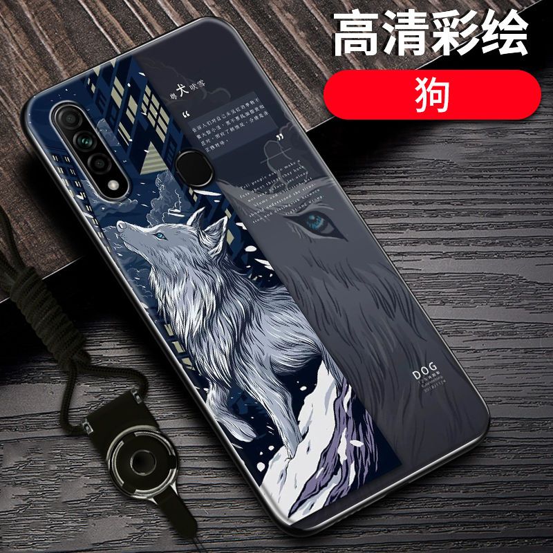 oppoa8手机壳防摔OPPOA8十二生肖国潮定制硅胶全包边PDBM00保护套_218 狗-12生肖-黑边国潮彩绘OPPOA9/F11/A9x