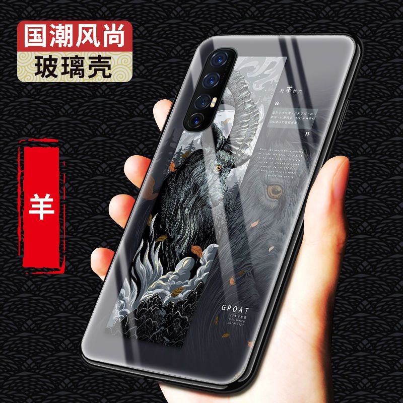 opporeno3手机壳玻璃壳防摔十二生肖国潮硅胶新款reno3pro保护套【12月31日_279 羊-12生肖-国潮玻璃壳oppoReno十倍变焦版