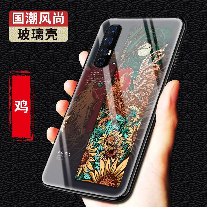 opporeno3手机壳玻璃壳防摔十二生肖国潮硅胶新款reno3pro保护套【12月31日_279 鸡-12生肖-国潮玻璃壳opporeno3/5G版