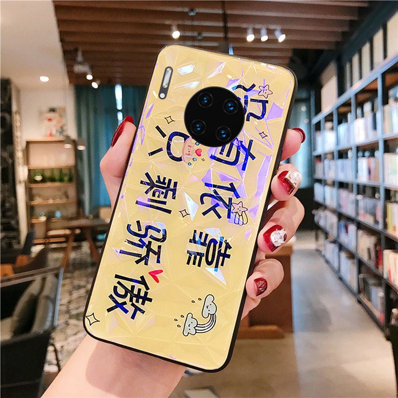 新款华为mate30手机壳全包防摔nova5ipro/nova2s/3e钻石纹硅胶壳_147 没有依靠（紫光钻石纹）华为mate30