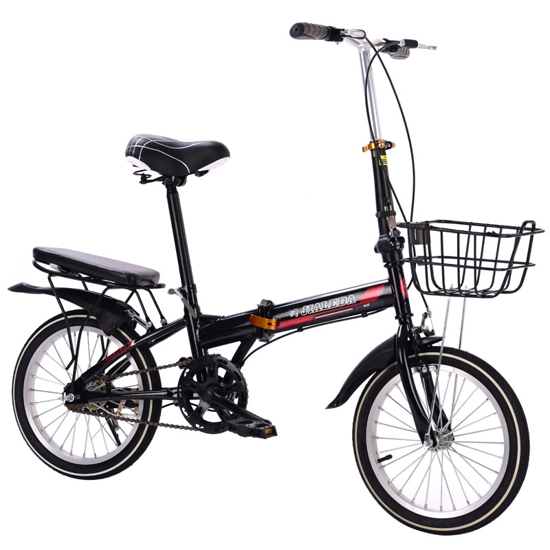 折叠自行车超轻便携成年人20寸男女式学生可放后备箱变速小型单车(99f) 16寸黑红色单速_礼包