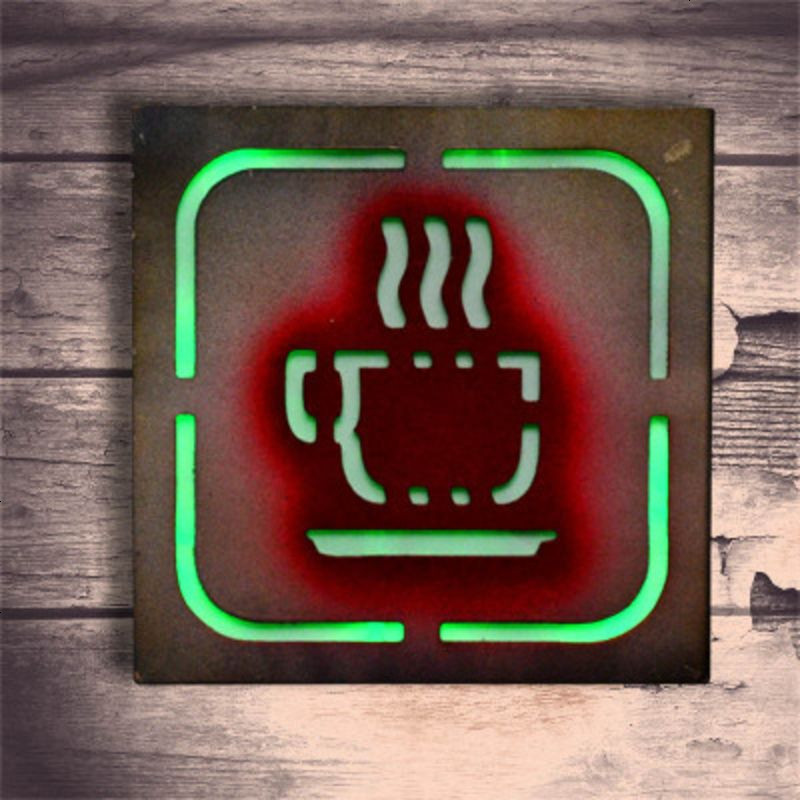 美式复古木质LED灯标示牌酒吧咖啡厅墙上装饰品创意店铺壁饰挂件 08