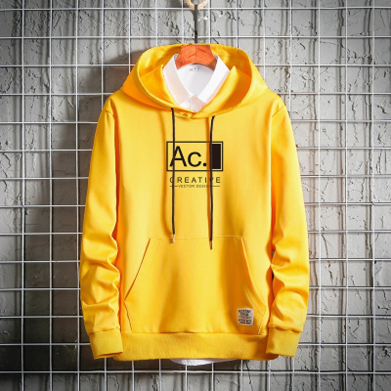 度度兔(Dudutu)春季时尚圆领多色潮流时尚嘻哈卡通百搭连帽卫衣 3XL 柠檬黄