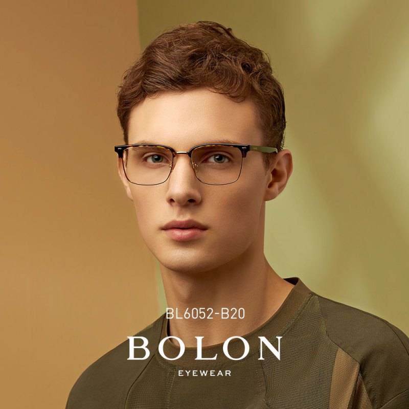 BOLON暴龙光学眼镜男士商务半框复古潮流方形近视镜BJ6052 BJ6052B20