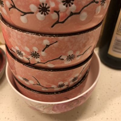 富昱景粉色梅花日式雪花釉餐具碗4个装晒单图
