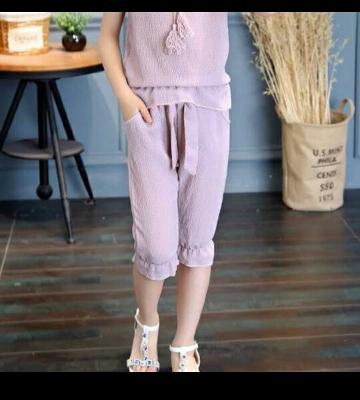 女童夏装套装2019新款儿童大童装女孩夏季韩版潮衣服4-12岁 紫色 130cm晒单图