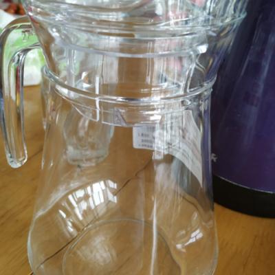 青苹果（大容量1300ml）玻璃冷水壶家用大容量玻璃鸭嘴壶不保温凉水壶玻璃果汁 EH1002-1晒单图