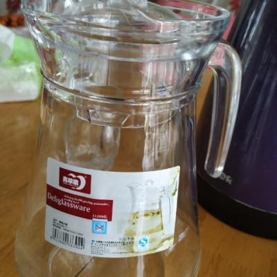 青苹果（大容量1300ml）玻璃冷水壶家用大容量玻璃鸭嘴壶不保温凉水壶玻璃果汁 EH1002-1晒单图