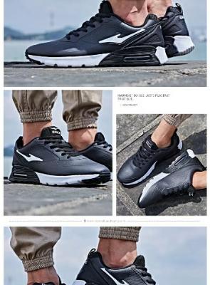 鸿星尔克（ERKE）男鞋耐磨舒适新品缓震耐磨男士气垫运动鞋子男子跑步鞋 正黑 43码晒单图