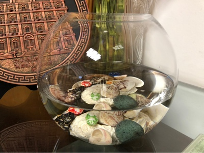 圆形鱼缸玻璃小号水族世界金鱼缸迷你创意水族箱法耐FANAI淡水缸 单卖20颗夜光石 鱼缸晒单图