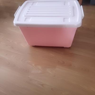 禧天龙citylong58L塑料大号树脂整理箱滑轮收纳箱储物箱 粉红色晒单图