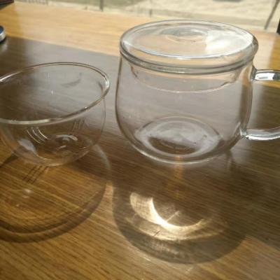 富光（FUGUANG）玻璃杯WFB5015-350 350ml办公室水杯茶水分离泡茶杯带把盖花茶杯家用杯子女 透明晒单图