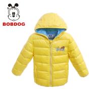 巴布豆(BOBDOG)连帽卡通羽绒服正品冬季上市童装 儿童羽绒服 男女童保暖时尚羽绒服 黄色 110cm